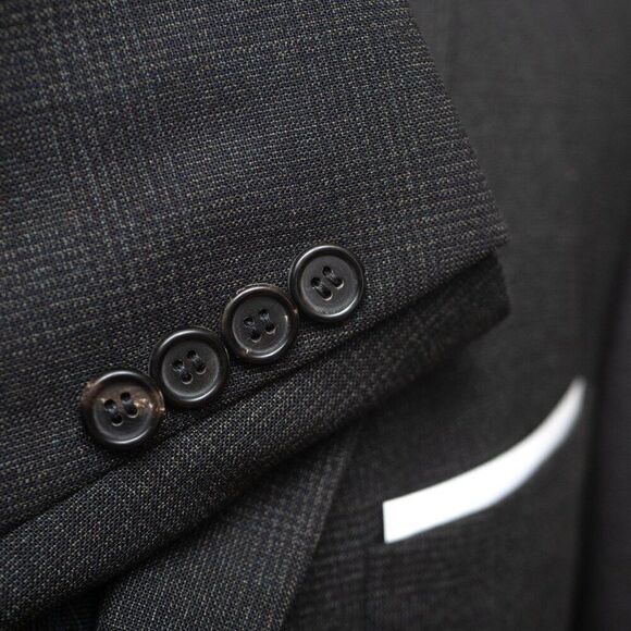 Hugo Boss 40R Black Sport Coat Blazer Jacket Plaid 3B Wool D060389 - Picture 5 of 11